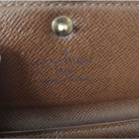 LV Louis Vuitton Brown Pebble Leather Signature Print Key Holder Wallet need TLC - Picture 6 of 9